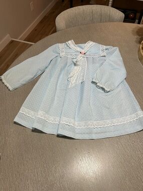 Light Blue Lace-Trim Vintage Toddler Dress